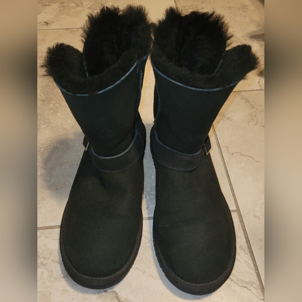 Womens‎ Black Fur Suede Cozy Boots Sz 8